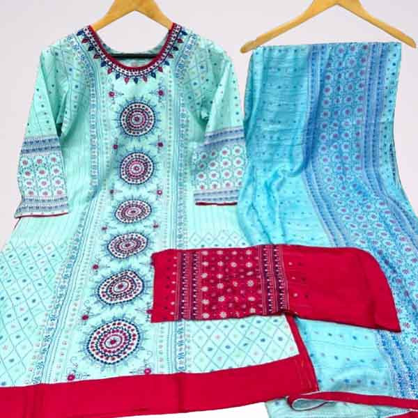 Stitched Cotton Printed Salwar Kameez For Women - 3 Piece